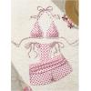 image:imageMakeMeChic Womens Polka Dots Triangle Bikini Sets Swim Shorts Y2K Leopard Striped Bathing Suit SwimsuitPolka Dots Pink