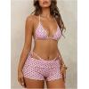 image:imageMakeMeChic Womens Polka Dots Triangle Bikini Sets Swim Shorts Y2K Leopard Striped Bathing Suit SwimsuitPolka Dots Pink