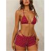 image:imageMakeMeChic Womens Polka Dots Triangle Bikini Sets Swim Shorts Y2K Leopard Striped Bathing Suit SwimsuitPolka Dots Red