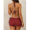 image:imageMakeMeChic Womens Polka Dots Triangle Bikini Sets Swim Shorts Y2K Leopard Striped Bathing Suit SwimsuitPolka Dots Red
