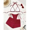image:imageMakeMeChic Womens Polka Dots Triangle Bikini Sets Swim Shorts Y2K Leopard Striped Bathing Suit SwimsuitPolka Dots Red