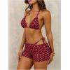 image:imageMakeMeChic Womens Polka Dots Triangle Bikini Sets Swim Shorts Y2K Leopard Striped Bathing Suit SwimsuitPolka Dots Red