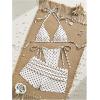 image:imageMakeMeChic Womens Polka Dots Triangle Bikini Sets Swim Shorts Y2K Leopard Striped Bathing Suit SwimsuitPolka Dots White