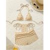 image:imageMakeMeChic Womens Polka Dots Triangle Bikini Sets Swim Shorts Y2K Leopard Striped Bathing Suit SwimsuitYellow Polka Dots