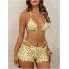 image:imageMakeMeChic Womens Polka Dots Triangle Bikini Sets Swim Shorts Y2K Leopard Striped Bathing Suit SwimsuitYellow Polka Dots