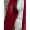 image:imageMakeMeChic Womens Poncho Cape Coat Bow Knot Crew Neck Open Front Jacket OuterwearBurgundy