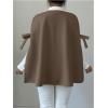 image:imageMakeMeChic Womens Poncho Cape Coat Bow Knot Crew Neck Open Front Jacket OuterwearMocha Brown