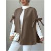 image:imageMakeMeChic Womens Poncho Cape Coat Bow Knot Crew Neck Open Front Jacket OuterwearMocha Brown