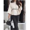 image:imageMakeMeChic Womens Poncho Pea Cape Coat Mock Neck 34 Sleeve Belted Business Jacket OuterwearApricot