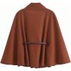 image:imageMakeMeChic Womens Poncho Pea Cape Coat Mock Neck 34 Sleeve Belted Business Jacket OuterwearBrown