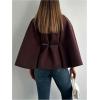 image:imageMakeMeChic Womens Poncho Pea Cape Coat Mock Neck 34 Sleeve Belted Business Jacket OuterwearCoffee Brown