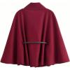 image:imageMakeMeChic Womens Poncho Pea Cape Coat Mock Neck 34 Sleeve Belted Business Jacket OuterwearRed