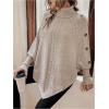 image:imageMakeMeChic Womens Poncho Sweater Asymmetrical Turtleneck Knit Pullover Sweater Button Oversized Long Sleeve PonchoApricot