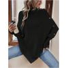 image:imageMakeMeChic Womens Poncho Sweater Asymmetrical Turtleneck Knit Pullover Sweater Button Oversized Long Sleeve PonchoBlack