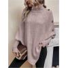 image:imageMakeMeChic Womens Poncho Sweater Asymmetrical Turtleneck Knit Pullover Sweater Button Oversized Long Sleeve PonchoDusty Pink