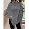 image:imageMakeMeChic Womens Poncho Sweater Asymmetrical Turtleneck Knit Pullover Sweater Button Oversized Long Sleeve PonchoGrey
