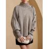 image:imageMakeMeChic Womens Poncho Sweater Asymmetrical Turtleneck Knit Pullover Sweater Button Oversized Long Sleeve PonchoKhaki