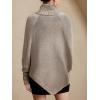 image:imageMakeMeChic Womens Poncho Sweater Asymmetrical Turtleneck Knit Pullover Sweater Button Oversized Long Sleeve PonchoKhaki
