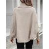 image:imageMakeMeChic Womens Poncho Sweater Asymmetrical Turtleneck Knit Pullover Sweater Button Oversized Long Sleeve PonchoLight Khaki