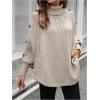 image:imageMakeMeChic Womens Poncho Sweater Asymmetrical Turtleneck Knit Pullover Sweater Button Oversized Long Sleeve PonchoLight Khaki