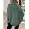 image:imageMakeMeChic Womens Poncho Sweater Asymmetrical Turtleneck Knit Pullover Sweater Button Oversized Long Sleeve PonchoOlive Green