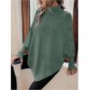 image:imageMakeMeChic Womens Poncho Sweater Asymmetrical Turtleneck Knit Pullover Sweater Button Oversized Long Sleeve PonchoOlive Green