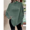 image:imageMakeMeChic Womens Poncho Sweater Asymmetrical Turtleneck Knit Pullover Sweater Button Oversized Long Sleeve PonchoOlive Green