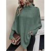 image:imageMakeMeChic Womens Poncho Sweater Asymmetrical Turtleneck Knit Pullover Sweater Button Oversized Long Sleeve PonchoOlive Green