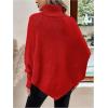 image:imageMakeMeChic Womens Poncho Sweater Asymmetrical Turtleneck Knit Pullover Sweater Button Oversized Long Sleeve PonchoRed