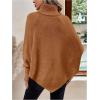 image:imageMakeMeChic Womens Poncho Sweater Asymmetrical Turtleneck Knit Pullover Sweater Button Oversized Long Sleeve PonchoRust Brown