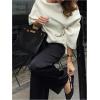 image:imageMakeMeChic Womens Poncho Sweater Dolman Sleeve Asymmetrical Shawl Wraps Knit Pullover TopsBeige