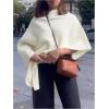 image:imageMakeMeChic Womens Poncho Sweater Dolman Sleeve Asymmetrical Shawl Wraps Knit Pullover TopsBeige