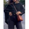 image:imageMakeMeChic Womens Poncho Sweater Dolman Sleeve Asymmetrical Shawl Wraps Knit Pullover TopsBlue