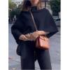image:imageMakeMeChic Womens Poncho Sweater Dolman Sleeve Asymmetrical Shawl Wraps Knit Pullover TopsBlue