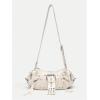 image:imageMakeMeChic Womens Rivet Shoulder Bag PU Leather Buckle Y2K Punk Vintage Tote Bag HandbagsBeige
