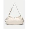 image:imageMakeMeChic Womens Rivet Shoulder Bag PU Leather Buckle Y2K Punk Vintage Tote Bag HandbagsBeige