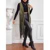 image:imageMakeMeChic Womens Rivet Suede Tassel Sleeveless Vest Jacket Open Front Cowboy Chic Fringe Vest OuterwearGreen