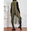 image:imageMakeMeChic Womens Rivet Suede Tassel Sleeveless Vest Jacket Open Front Cowboy Chic Fringe Vest OuterwearGreen