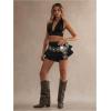 image:imageMakeMeChic Womens Ruffle Shorts High Elastic Waisted Summer Boho Vacation Flowy SkortsBlack