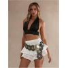 image:imageMakeMeChic Womens Ruffle Shorts High Elastic Waisted Summer Boho Vacation Flowy SkortsWhite Solid