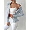 image:imageMakeMeChic Womens Ruffle Sweater Fall Cardigans V Neck Button Down Long Sleeve Cropped CardiganBlue