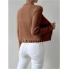 image:imageMakeMeChic Womens Ruffle Sweater Fall Cardigans V Neck Button Down Long Sleeve Cropped CardiganRust Brown
