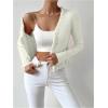 image:imageMakeMeChic Womens Ruffle Sweater Fall Cardigans V Neck Button Down Long Sleeve Cropped CardiganWhite