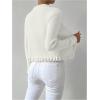 image:imageMakeMeChic Womens Ruffle Sweater Fall Cardigans V Neck Button Down Long Sleeve Cropped CardiganWhite