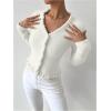 image:imageMakeMeChic Womens Ruffle Sweater Fall Cardigans V Neck Button Down Long Sleeve Cropped CardiganWhite