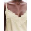 image:imageMakeMeChic Womens Satin Lace Tops Deep V Neck Spaghetti Strap Camisole Going Out TopsApricot