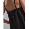 image:imageMakeMeChic Womens Satin Lace Tops Deep V Neck Spaghetti Strap Camisole Going Out TopsBlack