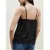 image:imageMakeMeChic Womens Satin Lace Tops Deep V Neck Spaghetti Strap Camisole Going Out TopsBlack B