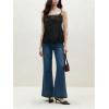 image:imageMakeMeChic Womens Satin Lace Tops Deep V Neck Spaghetti Strap Camisole Going Out TopsBlack B