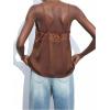 image:imageMakeMeChic Womens Satin Lace Tops Deep V Neck Spaghetti Strap Camisole Going Out TopsBrown